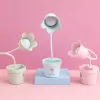 Eye-protecting desk, college student charging dormitory study LED children's reading dimming desk lamp, flower pen holder small desk lamp Item Picture
